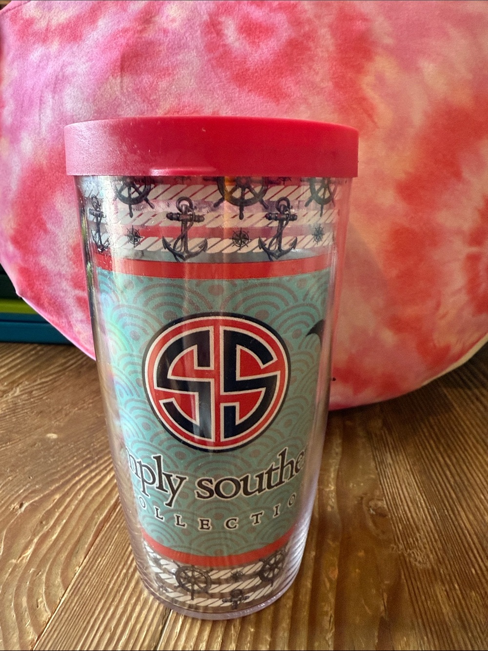 Simply Southern Red & Aqua Nautical Insulated Tumbler